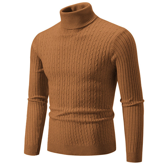 Herren nan Rollkragenpullover mit Zopfstrick und schlanker Passform EB