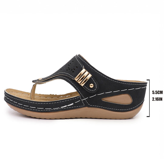 Damen Komfortable Zehentrenner-Sandalen mit modischem Verzierungsdetail EB