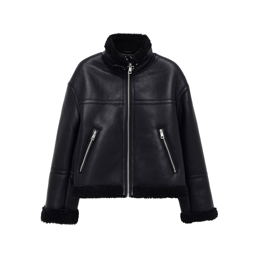 EB | schwarze Aviator-Lederjacke für Herren