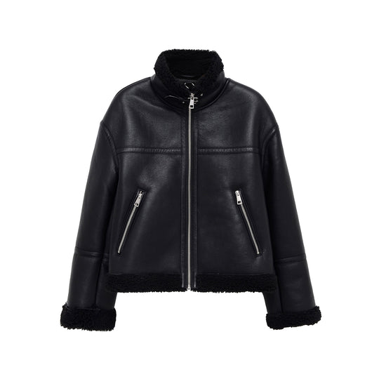 EB | schwarze Aviator-Lederjacke für Herren