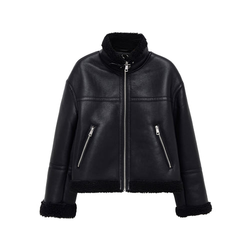 EB | schwarze Aviator-Lederjacke für Herren