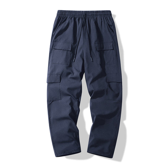 Herren Cargo-Freizeithose mit elastischem Bund, Tunnelzug und Mehrfach-Klappentaschen EB