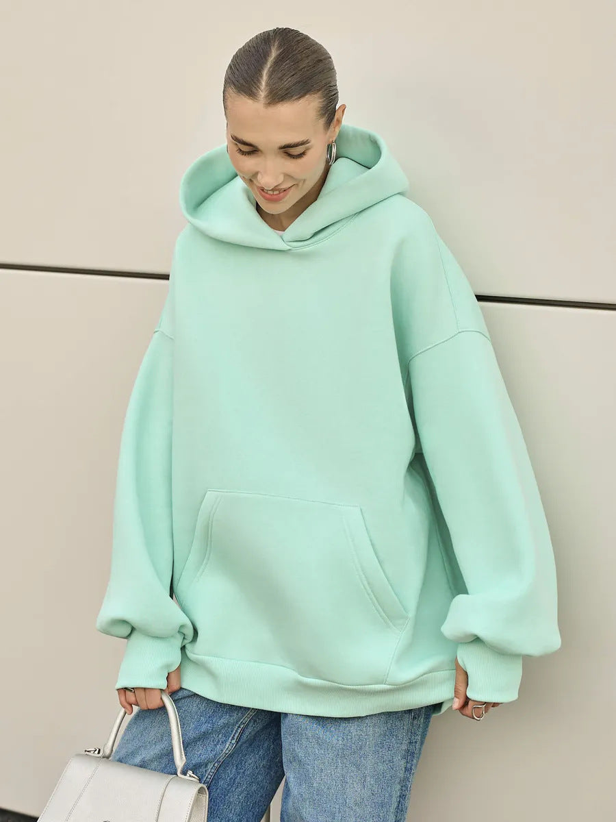 Damen Oversized Kapuzenpullover mit extra weitem Schnitt und Kängurutasche EB