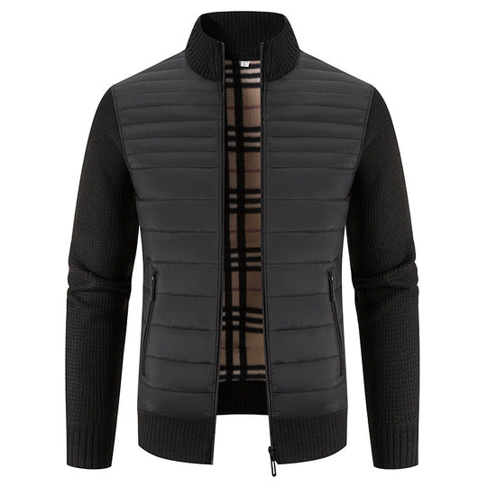 Herren Steppjacke mit modernem Strickärmeln und hohem Kragen EB