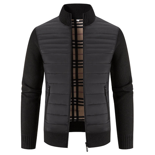 Herren Steppjacke mit modernem Strickärmeln und hohem Kragen EB