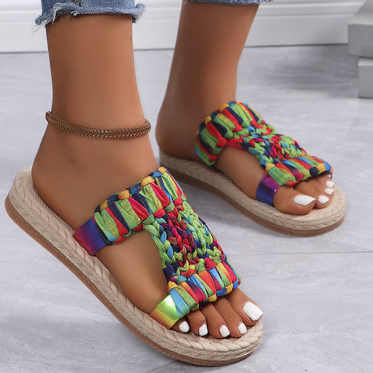 Damen bunte und leichtgewichtige Freizeit-Sandalen mit geflochtenem Obermaterial EB