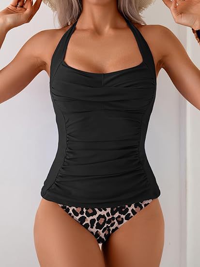 Damen Tankini Badeanzug mit femininem Schnitt und raffinierten Rüschen EB