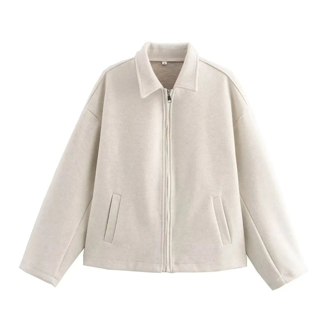 Damen lässige Fleecejacke mit hohem Kragen und praktischen Taschen EB