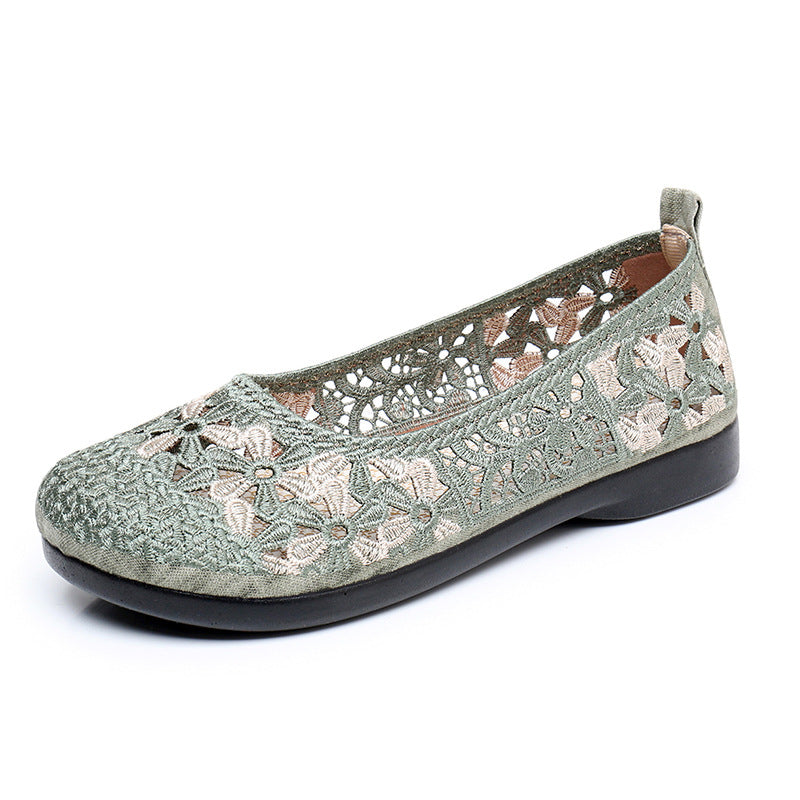 Damen Ballerinas mit feiner Häkel-Aussparung und rutschfester Sohle EB