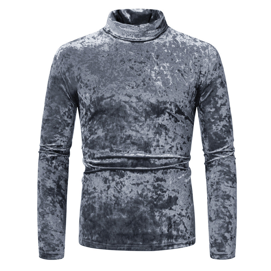 Herren eleganter Rollkragenpullover aus samtigem Stoff EB