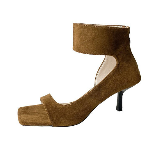 Damen elegante High Heel Sandalen mit breitem Fesselriemen EB