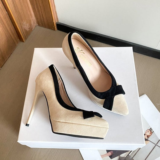 Damen elegante Pumps mit modischer Schleifenverzierung EB