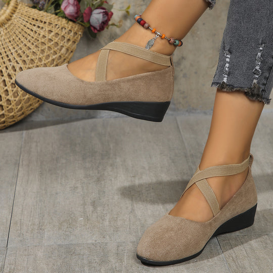Damen Komfort-Keilabsatz-Ballerina aus Veloursleder EB
