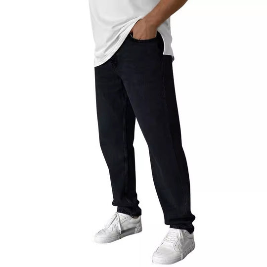 Herren nan lockere Straight-Leg Jeans mit elastischem Bundsaum und entspannter Passform EB