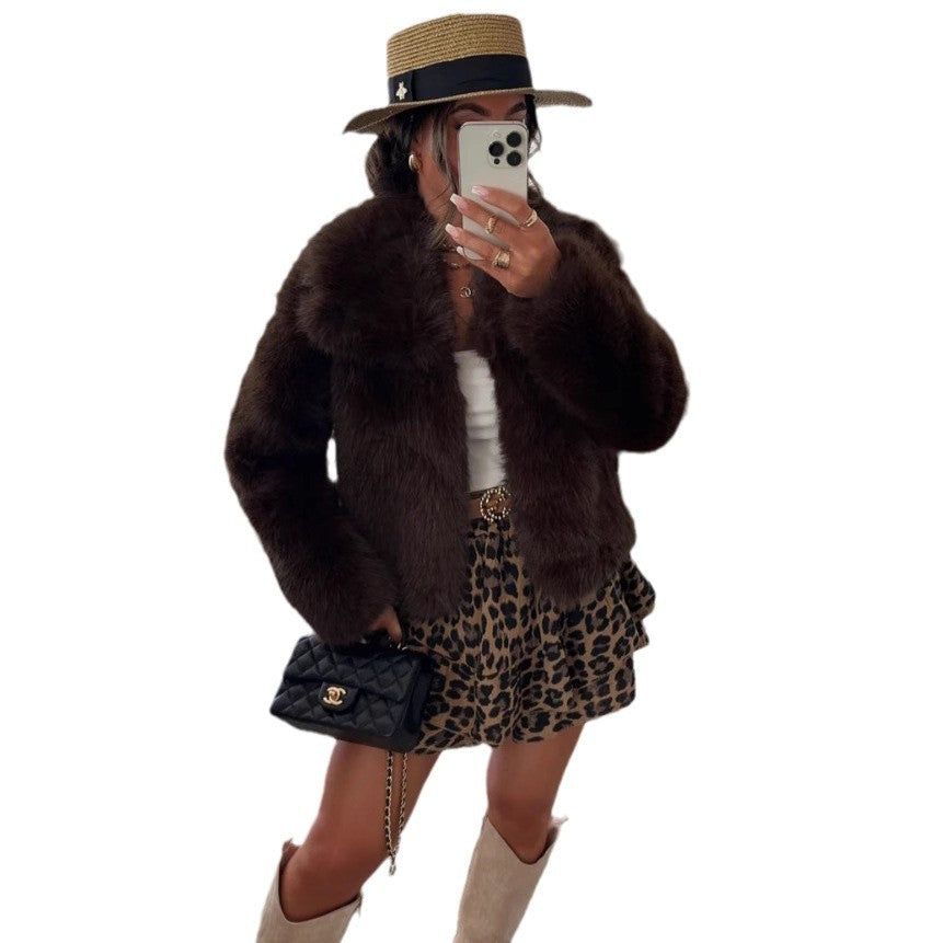 Damen Kuschelige Felljacke EB