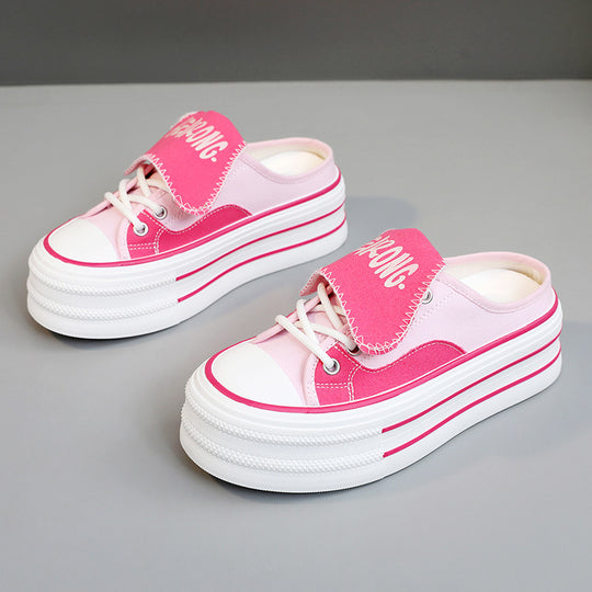 Damen modische Plateau Sneaker mit abnehmbaren Riemen EB