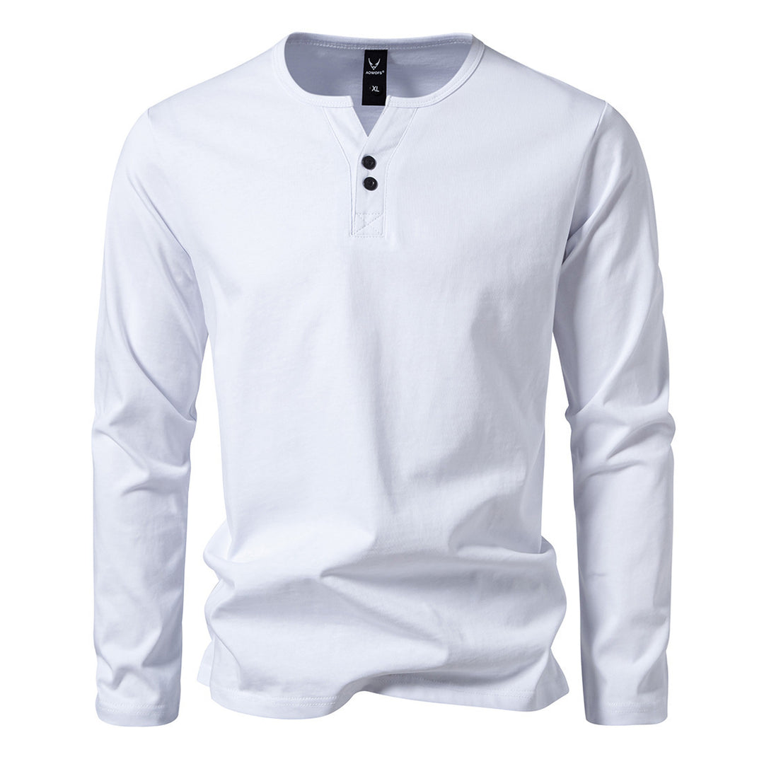 Herren nan langärmeliges Henleyshirt mit Knopfleiste, Rundhalsausschnitt und schlanker Passform EB