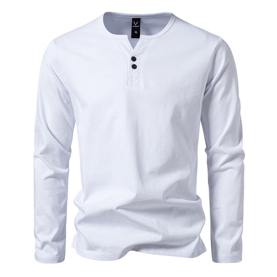 Herren nan langärmeliges Henleyshirt mit Knopfleiste, Rundhalsausschnitt und schlanker Passform EB