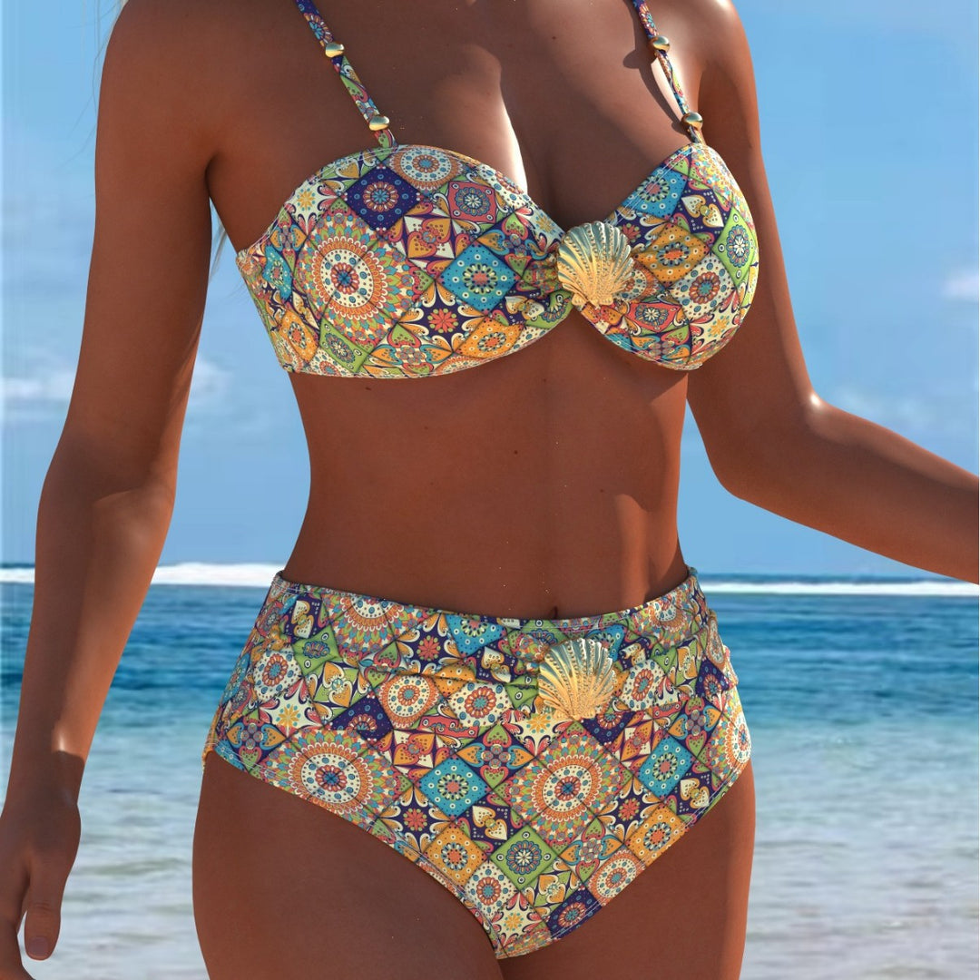 Damen Bikini-Set mit elegantem Balconette-Oberteil und hoch geschnittenen Badeshorts EB