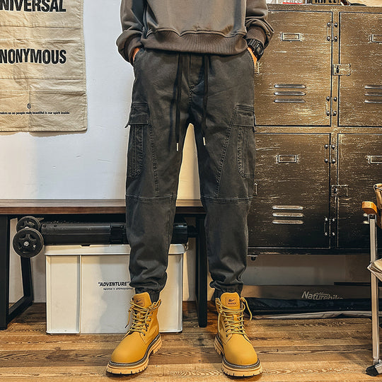 Herren Cargo-Joggerhose mit großen Pattentaschen, elastischem Bund und Gummbündchen EB