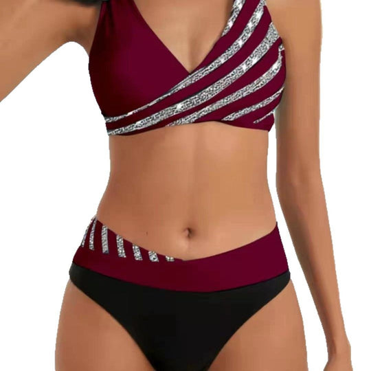 Damen Sportlicher Bikini mit modischem Wickeloberteil EB