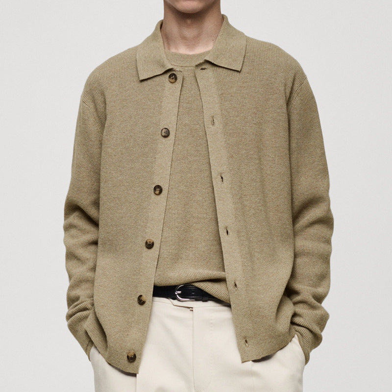 Herren Strickjacke mit modernem Kragen und hochwertigen Knöpfen EB