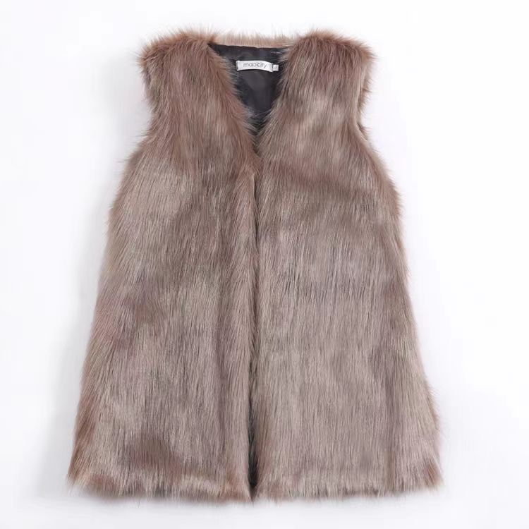Damen Elegante Kunstpelzweste mit modischem Schnitt EB