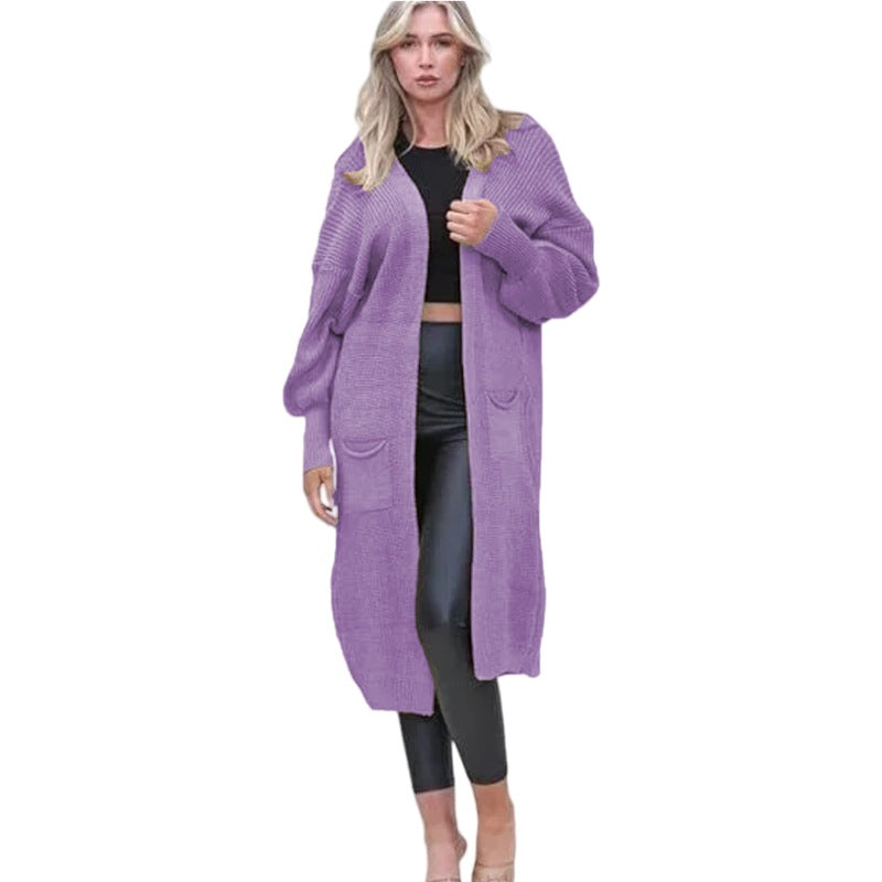 Damen Großer Strickcardigan mit weichem Material und praktischen Taschen EB