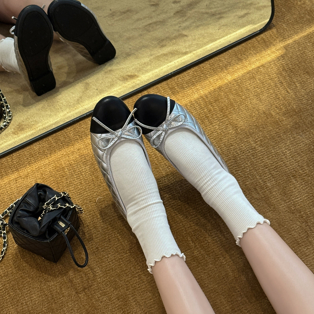 Damen Ballerinas mit elegantem Schleifendetail aus hochwertigem Leder EB