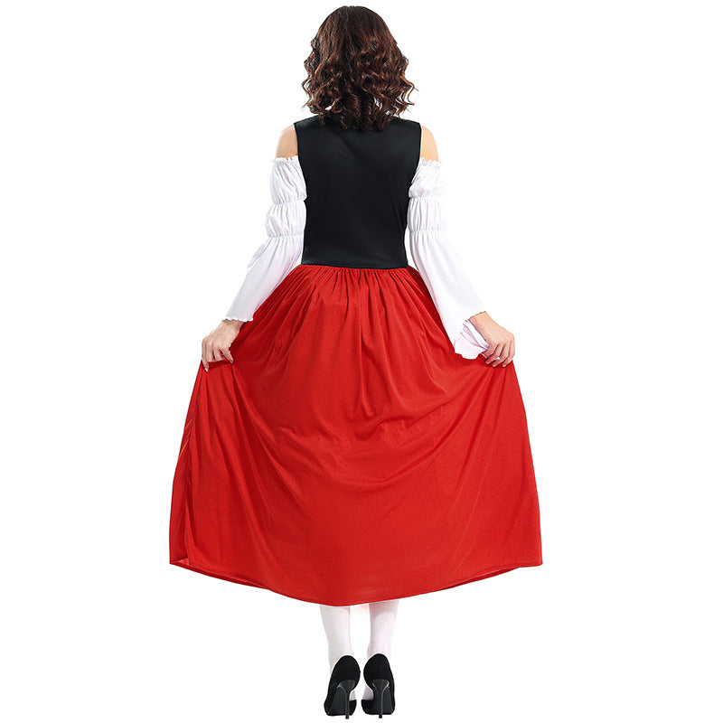 Damen nan Renaissance-Bauernkleid mit geschnürtem Mieder, schulterfreiem Carmen-Oberteil und weitem Rock EB