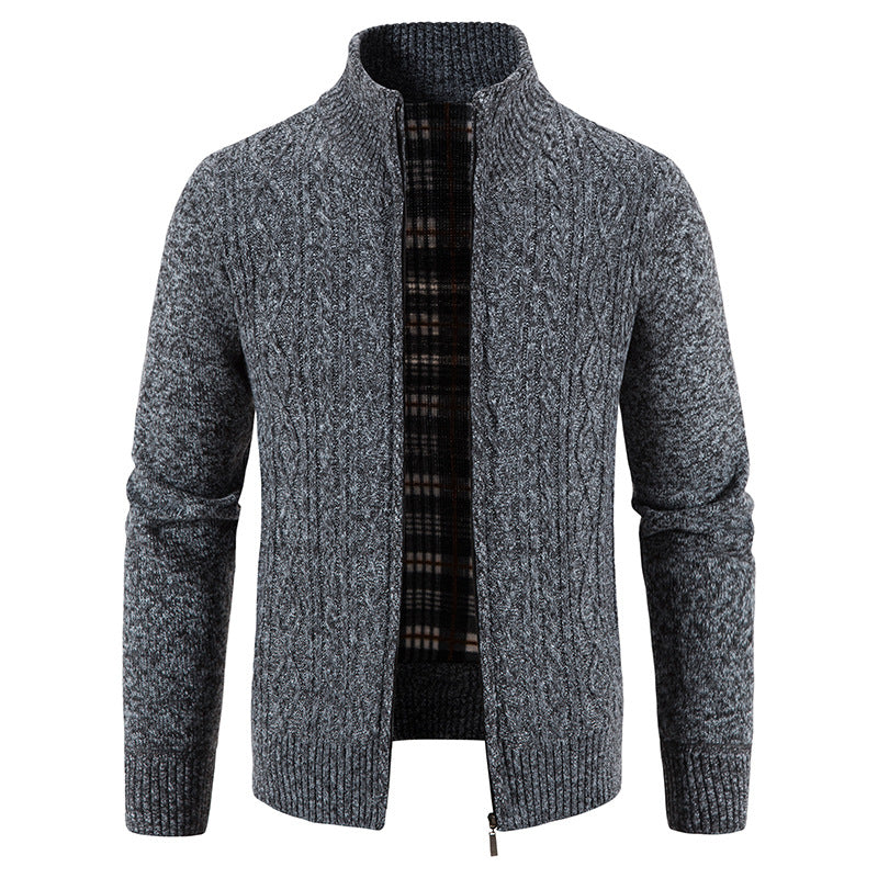 Herren Strickjacke mit hochschließendem Kragen und strukturiertem Design EB