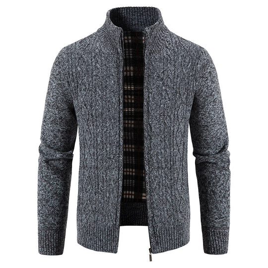 Herren Strickjacke mit hochschließendem Kragen und strukturiertem Design EB