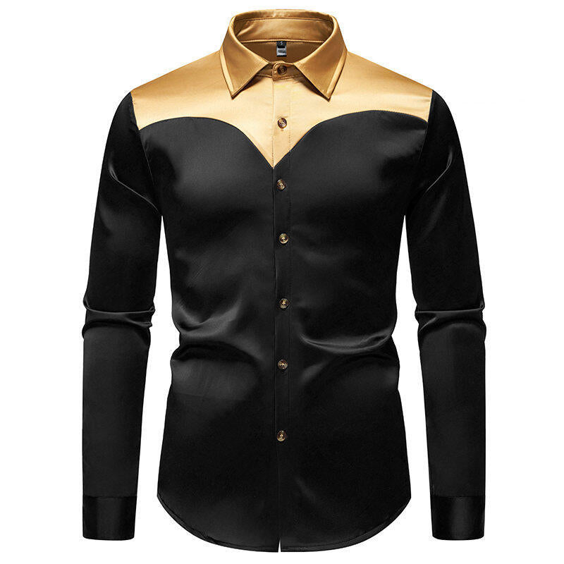 Herren elegante Hemd mit kontrastierendem Kragen und Knopfleiste EB