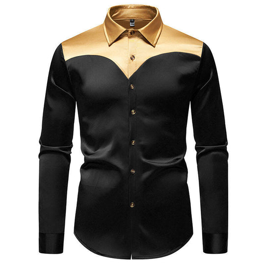Herren elegante Hemd mit kontrastierendem Kragen und Knopfleiste EB