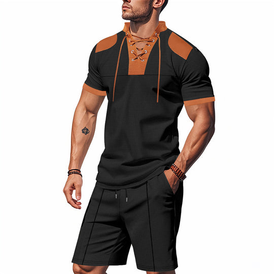 Herren lässiges Sport-Set mit dezenten Kontrastdetails und funktionalem Kragen EB