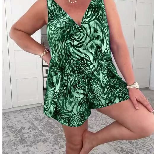Damen lässiger Overall mit buntem Tiermuster EB