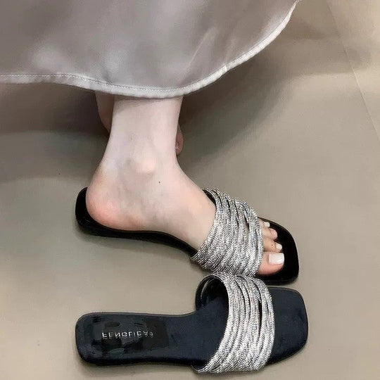 Damen Glamouröse Riemchen-Sandalen mit funkelnden Akzenten EB