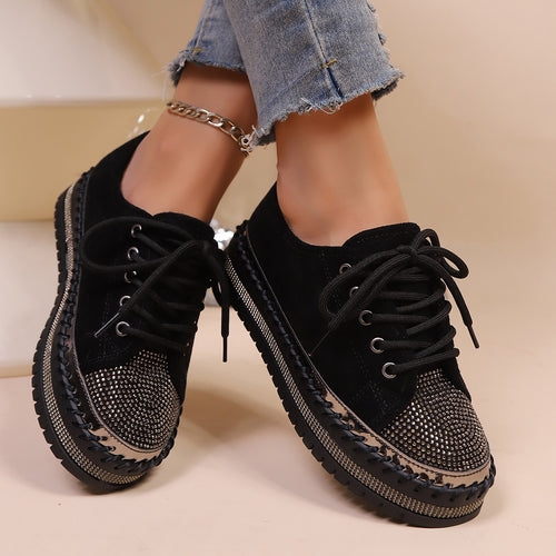 Damen komfortable Sneakers mit Glitzerdetails und kuscheligem Innenfutter EB