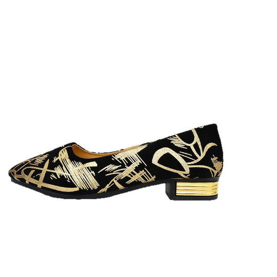 Damen Elegante Ballerinas mit extravaganten Goldakzenten EB