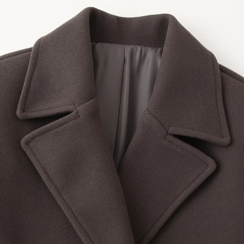 Damen Wollmantel mit elegantem Revers und praktischen Taschen EB
