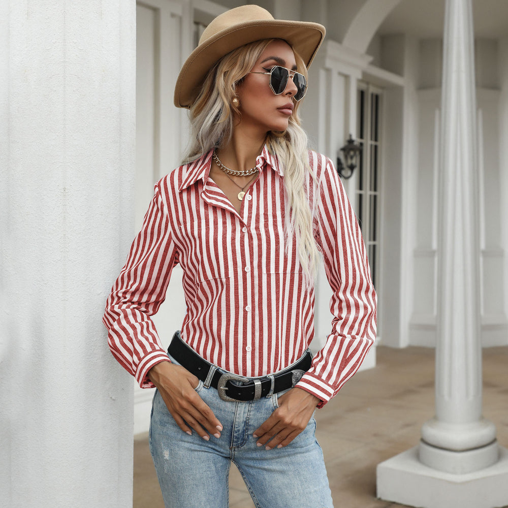 Damen Gestreiftes Langarmhemd im lässigen Chic EB