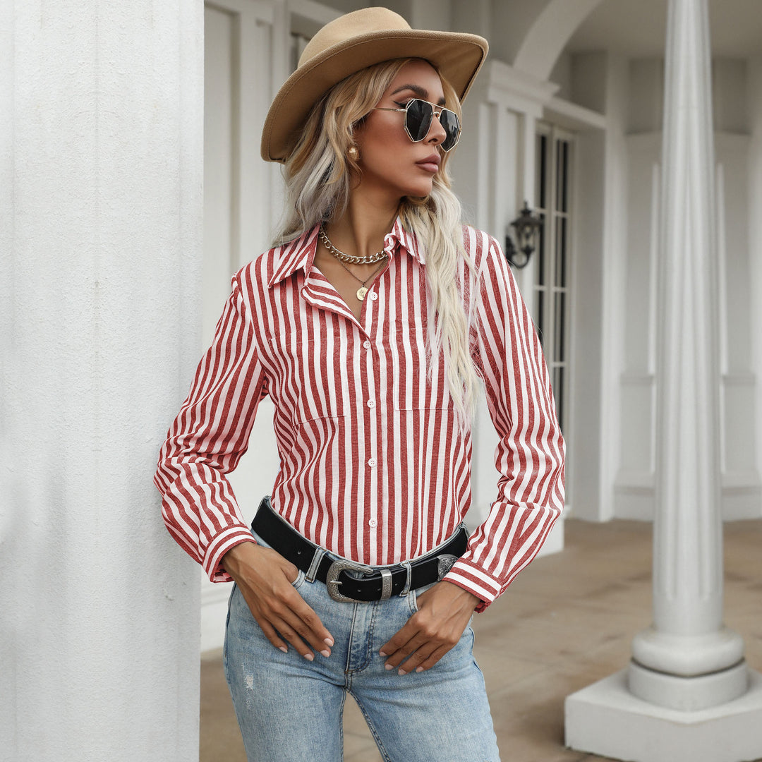 Damen Gestreiftes Langarmhemd im lässigen Chic EB