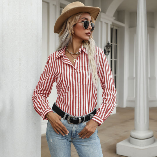 Damen Gestreiftes Langarmhemd im lässigen Chic EB