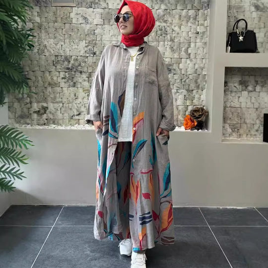 Damen Lange Bluse mit floralem Design EB