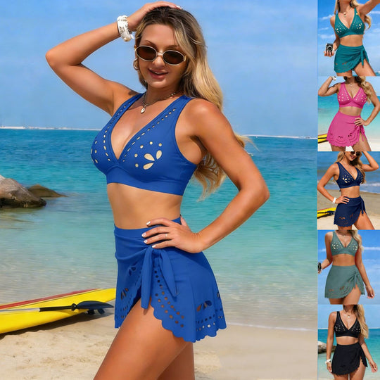 Damen Bikini-Set mit modischem Wickelrock und raffinierten Cut-Outs EB