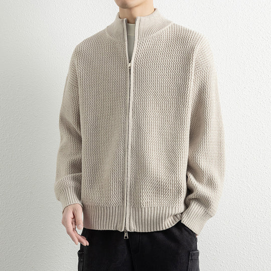 Herren Strickjacke mit hohem Kragen und praktischen Reißverschluss EB