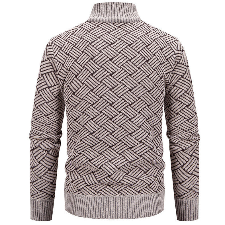 Herren modische Strickjacke mit hochgeschlossenem Kragen und Reißverschluss EB