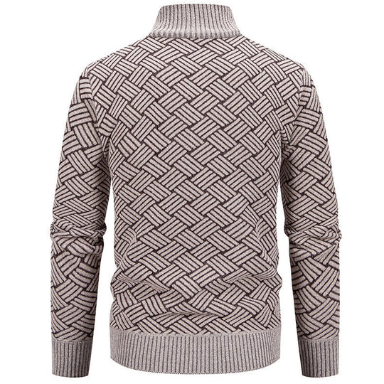Herren modische Strickjacke mit hochgeschlossenem Kragen und Reißverschluss EB