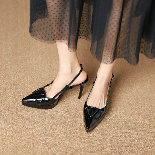Damen Slingback Pumps mit elegantem Riemen und modischem Schleifenakzent EB