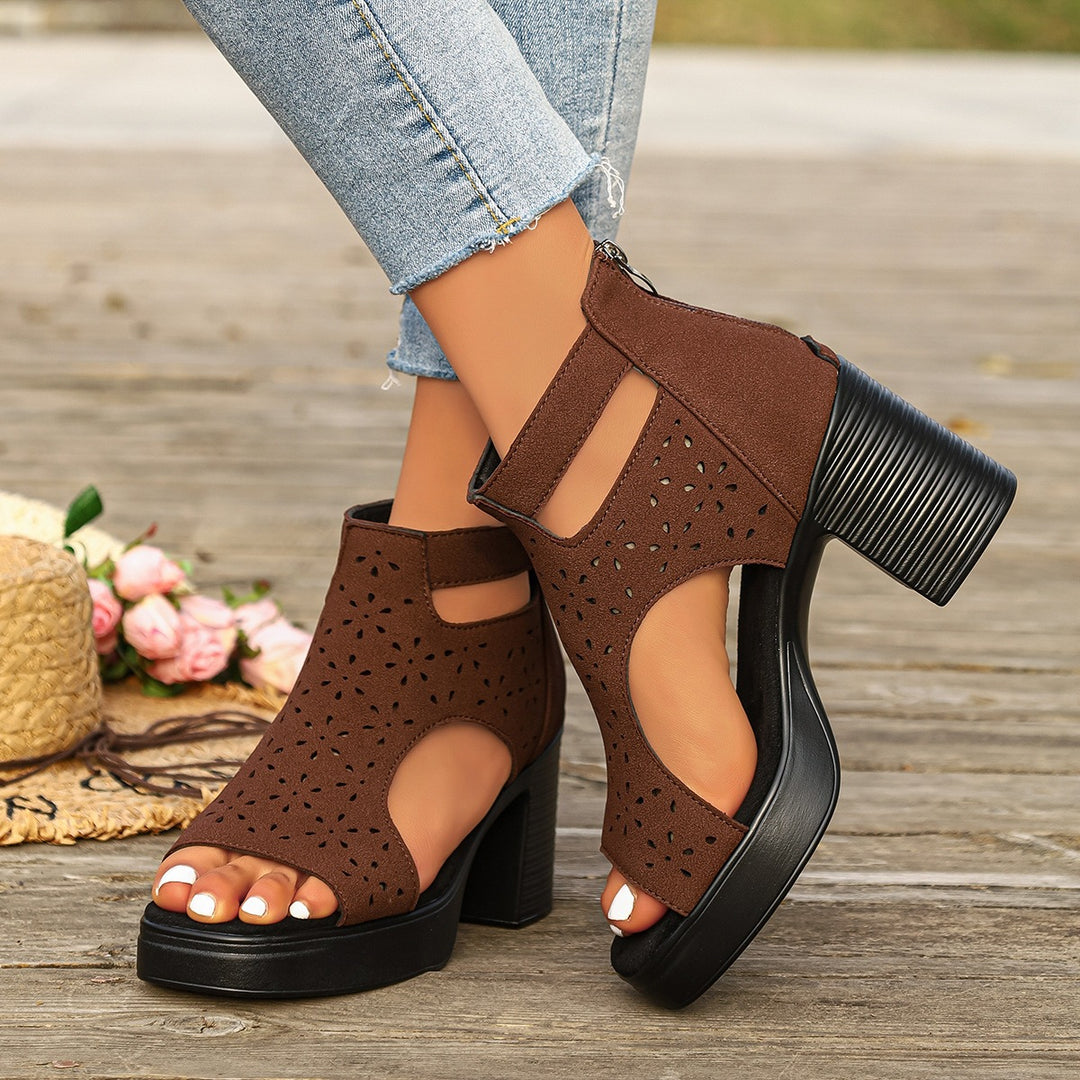 Damen Elegante und luftige Plateau-Sandalen mit offenem Schnitt EB